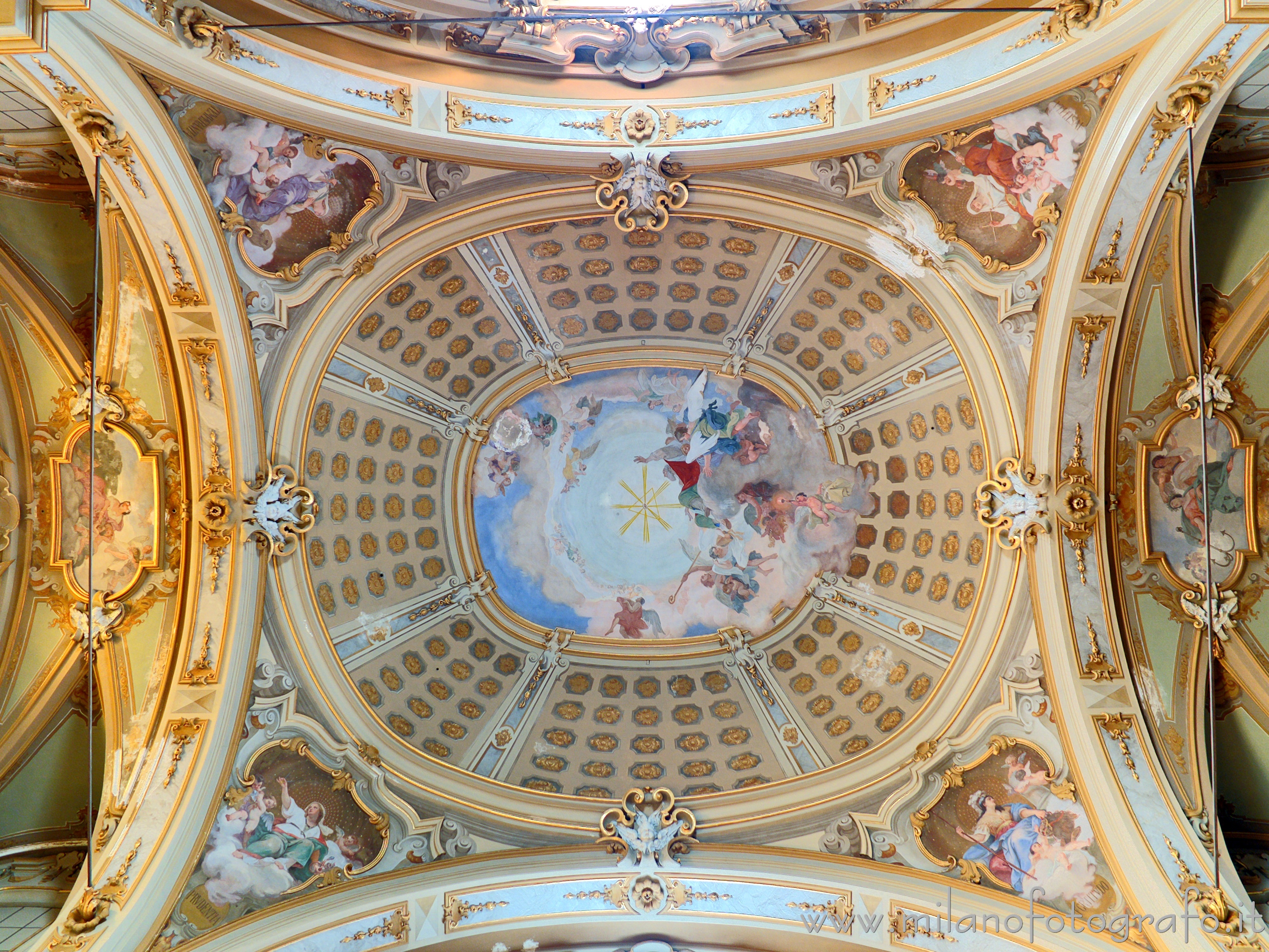 Desio (Milan, Italy) - Detail of the ceiling of the Basilica of the Saints Siro and Materno